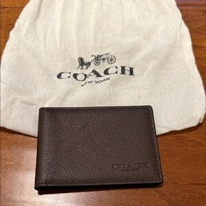 Coach Dark Brown Leather Card Holder